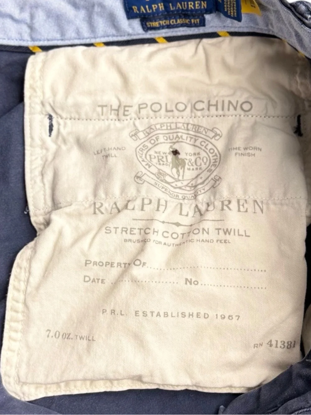 Polo Ralph Lauren Mens 35 Chino Shorts Stretch Classic Fit Navy Blue 38” Waist